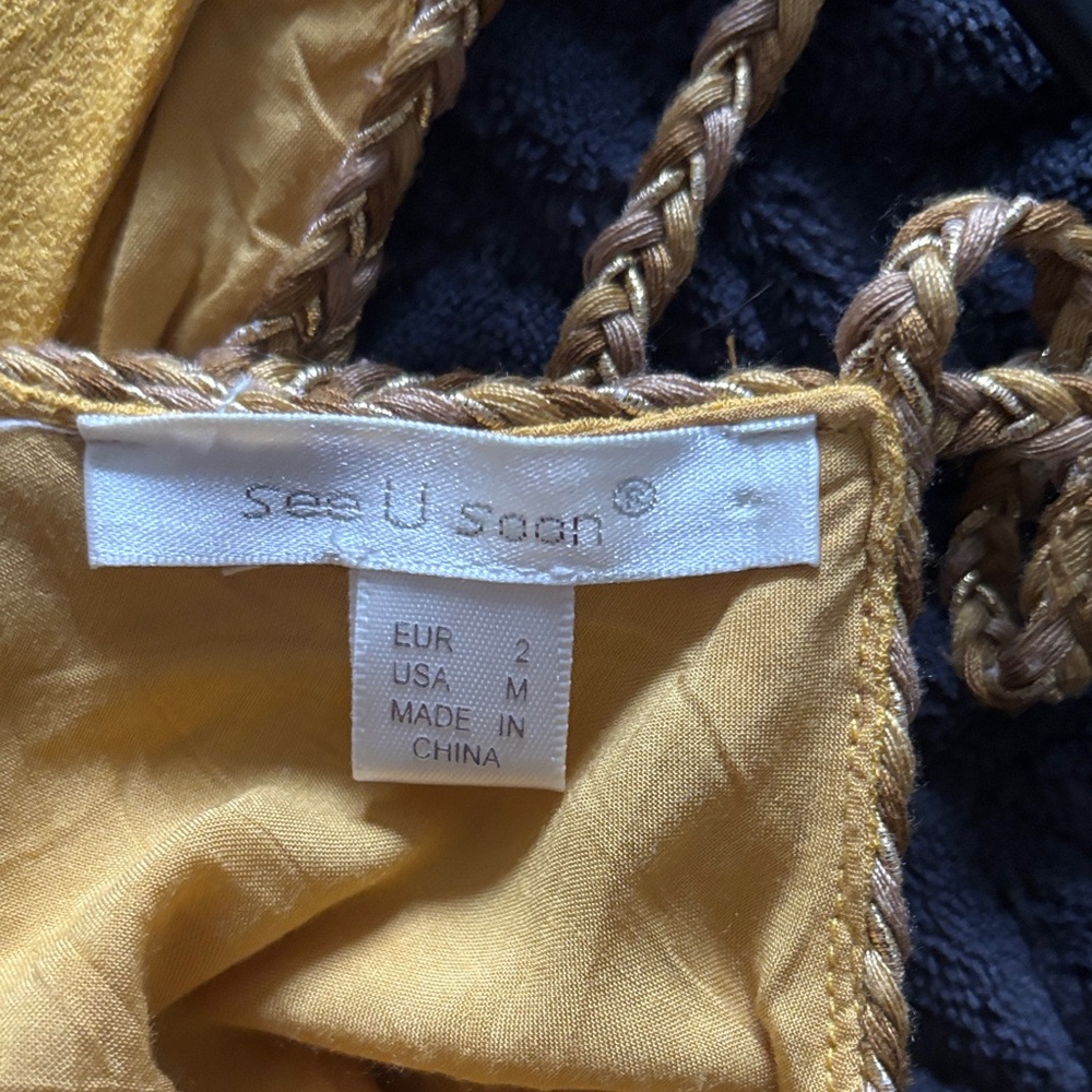 Braided Strap Mustard Cami Top - Picture 3 of 5